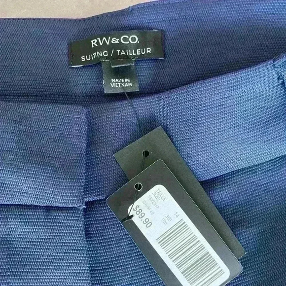 RW & Co Cropped Mid-Rise Trousers/Pant ,true navy size 14. - Picture 4 of 10